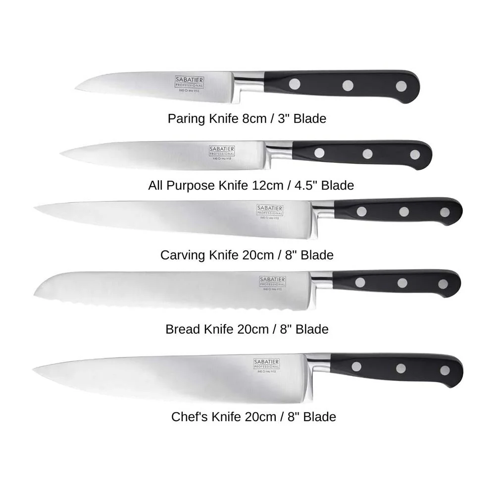 Sabatier Professional 5 Piece Slotted Oak Knife Block Set - Image 3