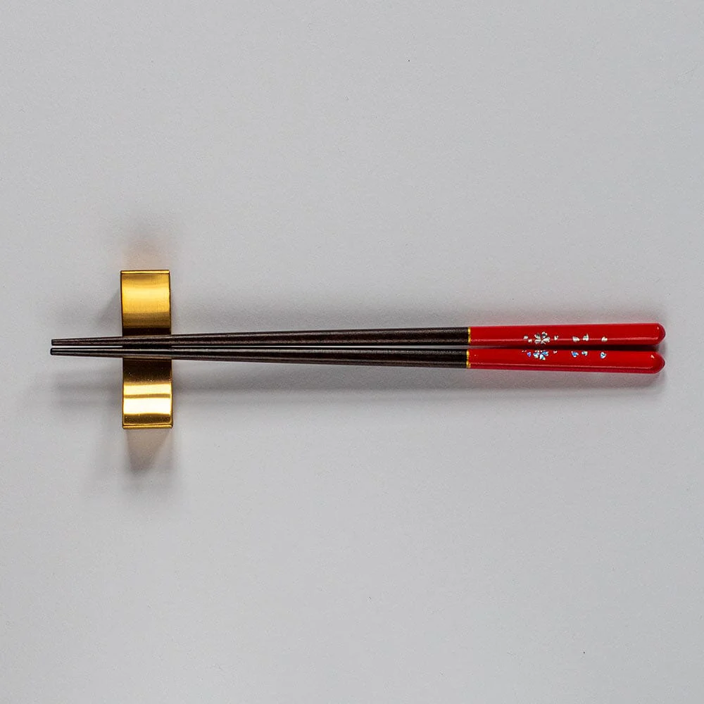Season Dark Wood and Red Chopsticks Set of 5 Pairs - Image 2