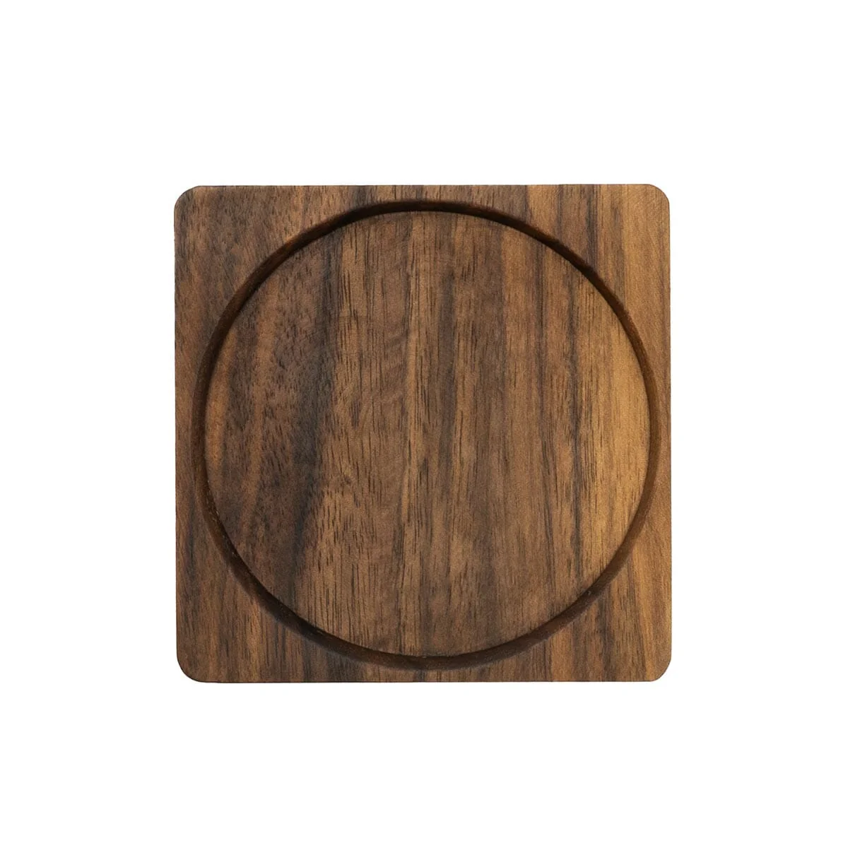 Season Square Rimmed Coaster Walnut